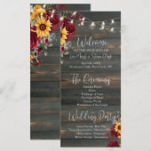 Rustic Rose et Aster Wedding Programme (Devant / Derrière)