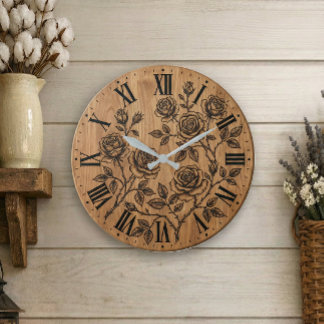 Rustic Rose Garden Wall Clock  Grote Klok