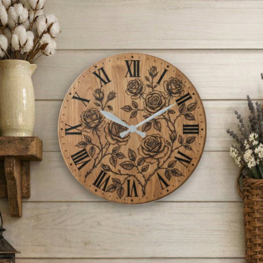 Rustic Rose Garden Wall Clock Grote Klok