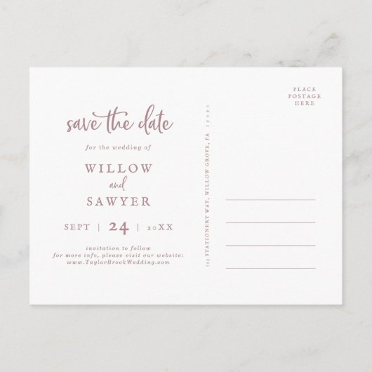 Rustic Rose Gold 3 Modèle photo Enregistrer la dat (Dos)