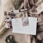 Rustic Rose Gold 4 Modèle photo Enregistrer la dat<br><div class="desc">Ce rustique rose or 4 modèle photo, sauf la carte postale date, est parfait pour un mariage campagnard. Le design sobre et moderne rose or rose vif et blanc présente une calligraphie manuscrite et fantaisie unique avec un style boho minimaliste contemporain. Personnalisable dans n'importe quelle couleur. Gardez le design minimal...</div>