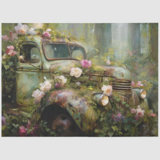 Rustic Rose Vine Truck Decoupage Tissuepapier (Voorkant)