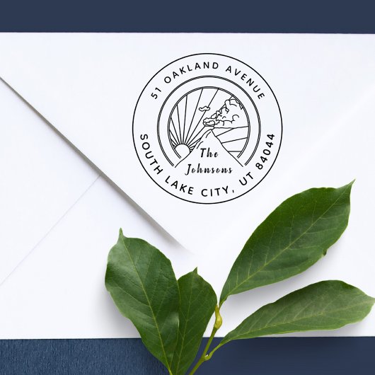 Rustic Round Mountains geïnspireerd retouradres Rubberstempel