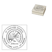 Rustic Round Mountains geïnspireerd retouradres Rubberstempel (Gestempeld)