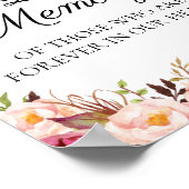 Rustic Roze Bloem In Lieve Herinnering Bord Poster (Hoek)