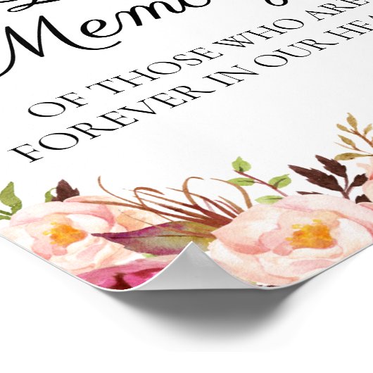 Rustic Roze Bloem In Lieve Herinnering Teken Poste Poster (Hoek)