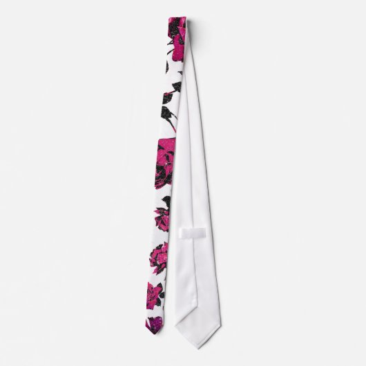 Rustic roze en Black Stem Roos Pattern Stropdas (Achterkant)