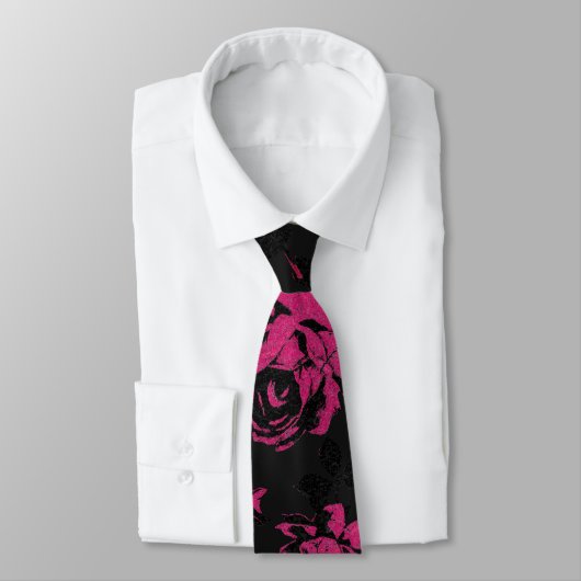 Rustic roze en Black Stem Rozen Pattern Stropdas (Gebonden)