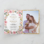 Rustic Roze en Gouden Bloemencode QR Code Huwelijk (Binnen)