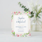 Rustic roze Floral sparen de Datum Uitnodiging (Staand voorkant)