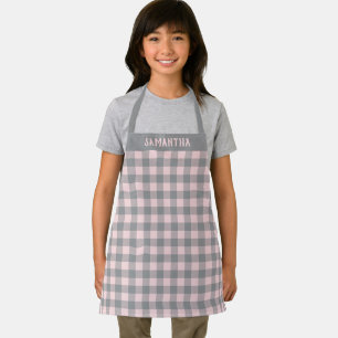 Rustic Roze Grijs Buffalo Plaid Patroon Custom Schort
