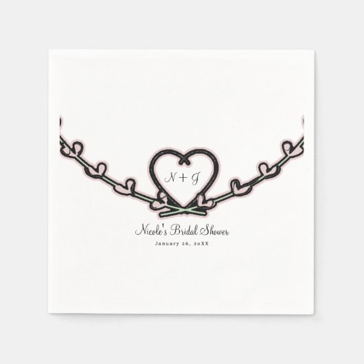 Rustic Roze Hart Wingerd Bruiloftsfeest Aangepaste Servetten (Voorkant)