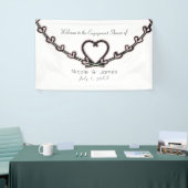 Rustic Roze Hart Wingerd Bruiloftsfeest Aangepaste Spandoek (Beurs)
