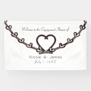 Rustic Roze Hart Wingerd Bruiloftsfeest Aangepaste Spandoek