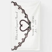 Rustic Roze Hart Wingerd Bruiloftsfeest Aangepaste Spandoek (Verticaal)