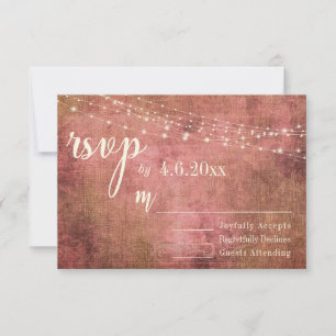 Rustic Roze & Jute Vintage met Lichtjes, RSVP Kaartje