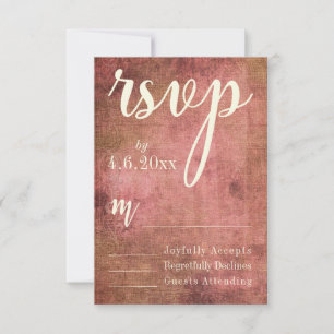 Rustic Roze & Jute Vintage Typografie RSVP 2 Kaartje
