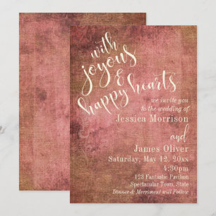 Rustic Roze & Jute Vintage Typografie Trouw 3 Kaart