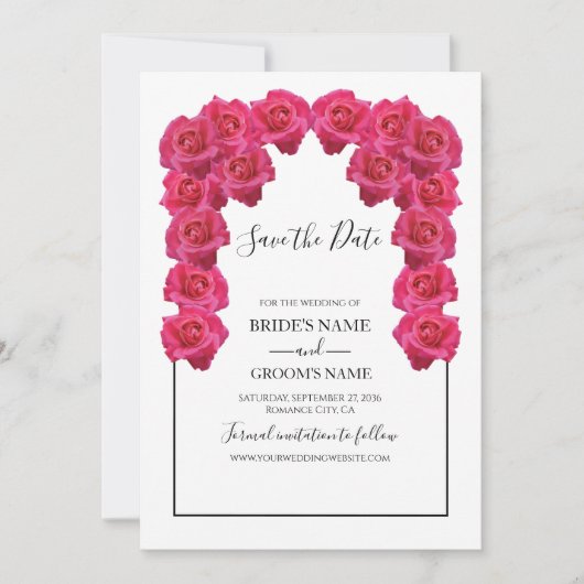 Rustic roze rozen die de datum opslaan save the date (Voorkant)