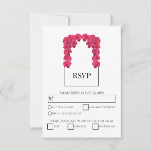 Rustic roze rozen maaltijdopties RSVP-Kaarten RSVP Kaartje