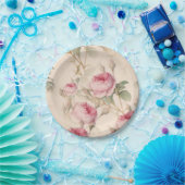 Rustic roze rozen papieren bordje (Feest)