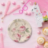 Rustic roze rozen papieren bordje (Feest)