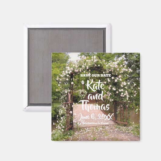 Rustic Roze Ruwen Bieden Opslaan Datum Magnet Magneet (Voorkant / Achterkant)