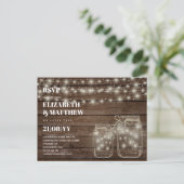RUSTIC RSVP Mason Jars Strings Lights budget Briefkaart (Staand voorkant)