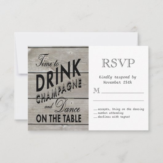 Rustic RSVP Tijd aan Drink Champagne (Voorkant)