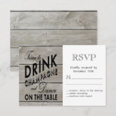 Rustic RSVP Tijd aan Drink Champagne (Voorkant / Achterkant)