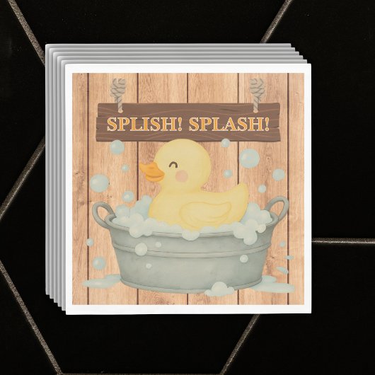 Rustic Rubber Ducky Bubbles Baby shower Servet