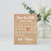 Rustic Ruby Red Love Hartkalender Save the Date Aankondigingskaart (Staand voorkant)