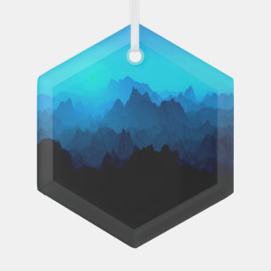 Rustic Rugged Blue Jagged Mountains Suncatcher Glas Ornament