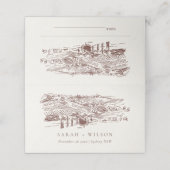 Rustic Rust Brown Winery Mountain Sketch Wedding (Buitenkant ongevouwen)