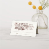 Rustic Rust Brown Winery Mountain Sketch Wedding (Achterkant)
