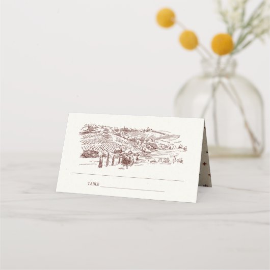 Rustic Rust Brown Winery Mountain Sketch Wedding (Achterkant)