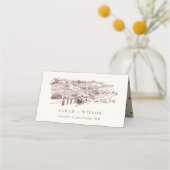 Rustic Rust Brown Winery Mountain Sketch Wedding (Voorkant)