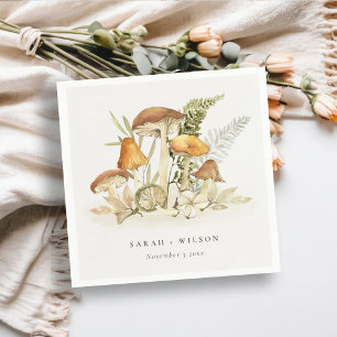 Rustic Rust Oranje paddenstoel Fern Foliage Weddin Servet
