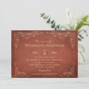 Rustic Rust Oranje Red Vineyard Wedding Shower Kaart