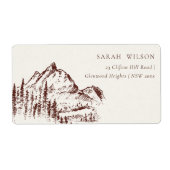 Rustic Rust Pine Bossen Mountain Sketch Adres Etiket (Voorkant)