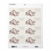 Rustic Rust Pine Bossen Mountain Sketch Adres Etiket (Full Sheet)