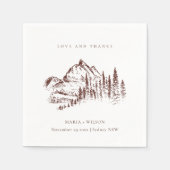 Rustic Rust Pine Bossen Mountain Sketch Wedding Servet (Voorkant)