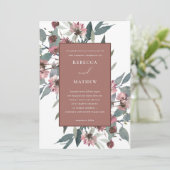 RUSTIC RUST PINK EUCALYPTUS FLORAL WEDDING INVITE BEDANKKAART (Staand voorkant)