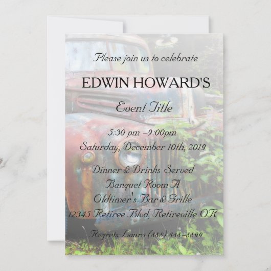 Rustic Rusty Old Truck Birthday Retirement Custom Kaart (Achterkant)