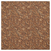 Rustic saddle brown tooled leather stof (Swatch)