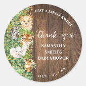 Rustic Safari Baby shower Dank u partij gunst Ronde Sticker (Voorkant)