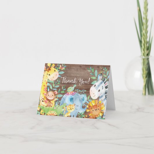 Rustic Safari Jungle Baby shower Merci Note (Devant)