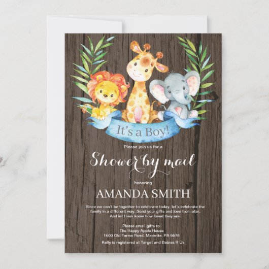 Rustic Safari Oerwoud Boy Baby shower per post Kaart (Voorkant)