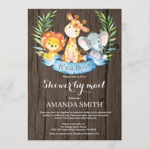 Rustic Safari Oerwoud Boy Baby shower per post Kaart