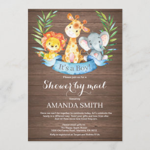 Rustic Safari Oerwoud Boy Baby shower per post Kaart